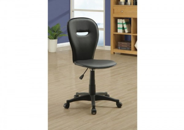 OFFICE CHAIR - BLACK LEATHER-LOOK FABRIC